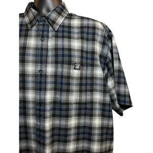 Lowrider Original Shirt Men's XL Blue Plaid Short Sleeve Button‎ Up Classic